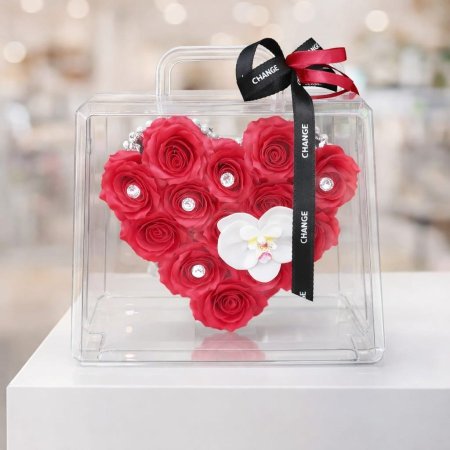 M34-11 شنتة قلب ورد اكريليك