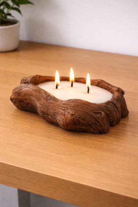 M31-11 شمعة خشب شجر بيضاوي كبير